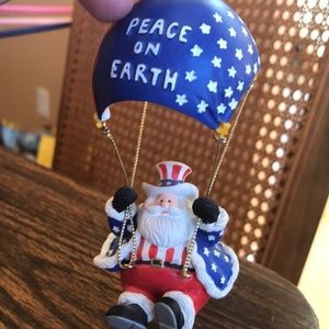 2002 Lenox patriotic Santa peace on earth Christmas ornaments excellent